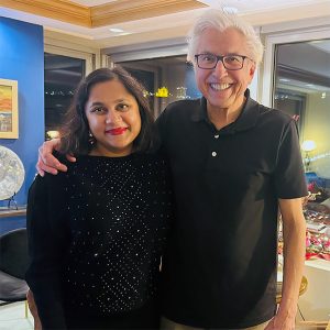 Drs. Kochanek and Jha at a reception in her honor during her visit to Pittsburgh.